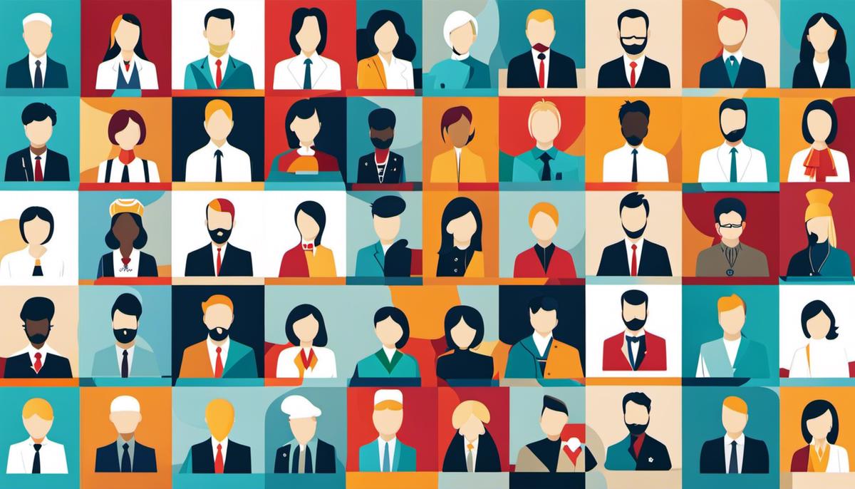 An image showing different leadership qualities represented by icons, such as empathy, confidence, inspiration, decisiveness, and integrity.